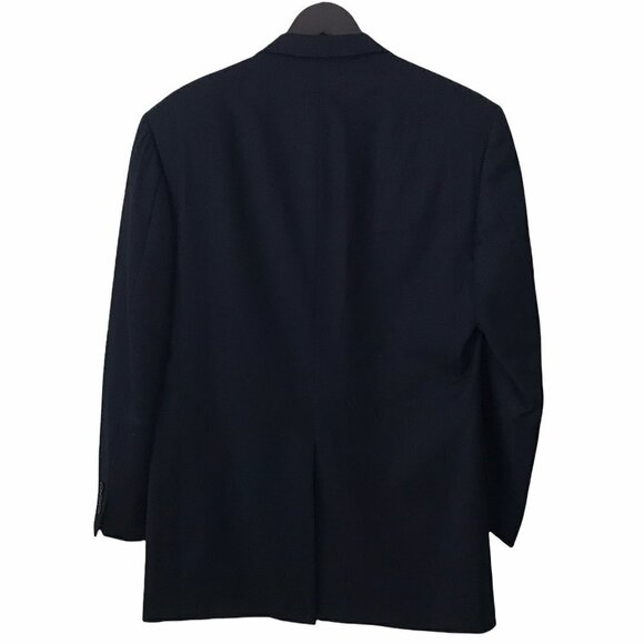 Warren K. Cook Men's Dark Blue Striped 2-Button 100% Wool Suit - Picture 2 of 16